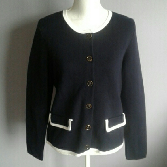 Talbots Sweaters - Talbots Tipped Cotton Cardigan